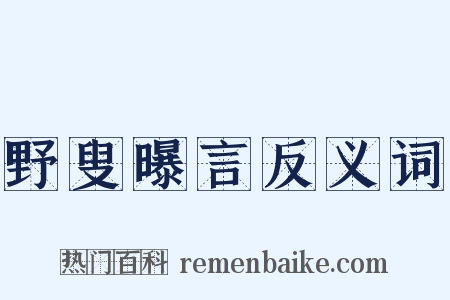 野叟曝言反义词是什么意思的图片